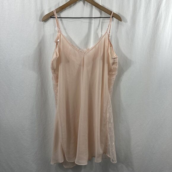 Urban Outfitters Vintage Pink Lace Side Slit Cowl Neck Slip Dress Womens Size 3X - Picture 2 of 10